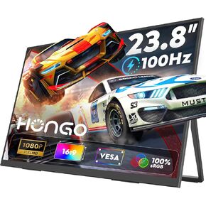 HONGO 23.8" Portable Monitor for Laptop with 1080P FHD 100HZ 100% SRGB IPS USB-C HDMI-Large Laptop Screen Extender Display 180°Adjustable Stand Compatible Mac Phones for Gaming & Work