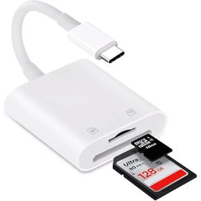 USB C SD Card Reader for iPhone 15 16/iPad/MacBook/Mac, USB C to SD TF Memory Card Reader, 3-in-1 USB Camera Card Reader Adapter Compatible with iPhone 15 16 iPad, MacBook, Chromebook XPS, Galaxy