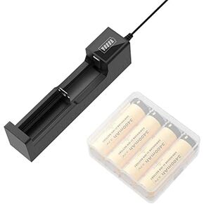 4 Pack Rechargeable Replacement Battery for 3.7V 3600mAh Flat Top Battery, Rechargeable for Flashlight, Camera, Small Fan, Sound Equipment