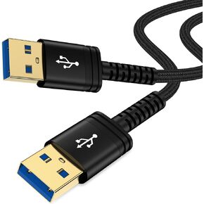 USB to USB Cable 6FT,Braided USB 3.0 Male to Male Cable High Speed Double End Data Transfer USB A to USB A Cord for Computer,Printer,Scanner,Hard Drive,Laptop,DVD,TV, Laptop Cooler,USB Hub and More
