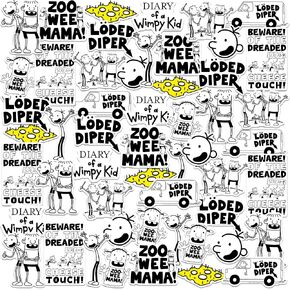 مذكرات من طفل Wimpy Funny 50ct Vinyl Large Deluxe Stickers Pack -Pack - الكمبيوتر المحمول ، زجاجة ماء ، سكرابوكينغ ، قرص ، لوح التزلج ، داخلي/في الهواء الطلق