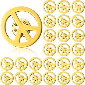 Tondiamo 24 Pcs Peace Brooch and Pins Peace Symbol Lapel Pin Peace Sign Metal Peace Brooch Hippie Brooches for Disco Party