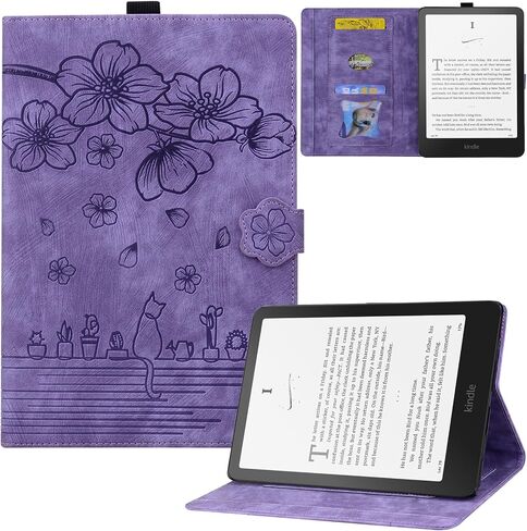 Case For Kindle Paperwhite 2024, Premium PU Leather with Auto Sleep/Wake Protective Case for 7" All-New Kindle Paperwhite (12th Generation, 2024) and Kindle Colorsoft Signature Edition, Purple in Kuwait