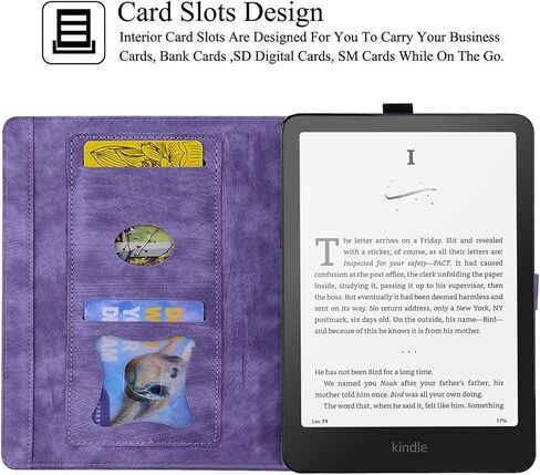 Case For Kindle Paperwhite 2024, Premium PU Leather with Auto Sleep/Wake Protective Case for 7" All-New Kindle Paperwhite (12th Generation, 2024) and Kindle Colorsoft Signature Edition, Purple in Kuwait