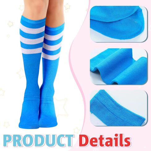 Unittype 6 Pair Rainbow Striped Knee High Socks for Women Long Socks Tube Socks Roller Skate Socks Gift in Kuwait