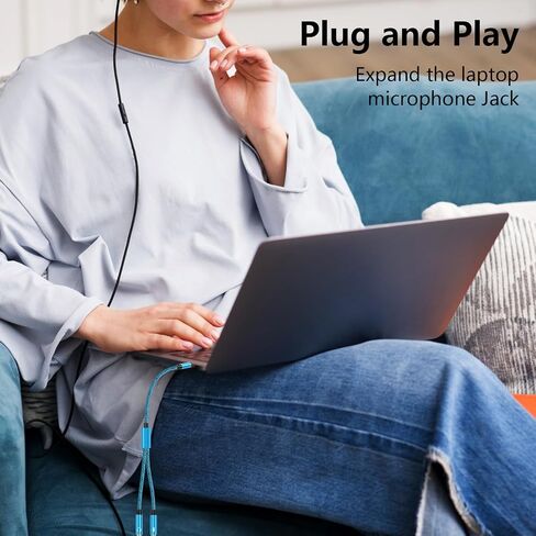 Headset Y Splitter Adapter Cable, 2 Female to 1 Male 3.5mm Jack Cable with Separate Mic and Audio Connector Convertors Splitter for Dual-Plug Gaming Headset to PS5/X-Box/Smartphone/New Version Laptop in Saudi Arabia