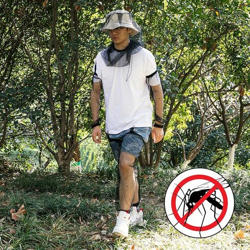 5 Pcs Mosquito Netting Suit-Extra Large Mosquito Head Net Mesh,Arm and Leg Sleeves-Mosquito Protection Suit for Men Women Camping Hiking Fishing in Kuwait