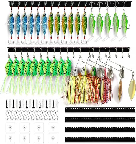 DIQIUREN 4 PCS Fishing Lure Storage, 38 Holes Metal 15" Spinnerbait Storage for Spinnerbaits Jerk Baits, Crankbaits, Jigs, Wider 4mm×4mm Holes of Fishing Lure Molds to Accommodate Larger Lures on Wall in Saudi Arabia