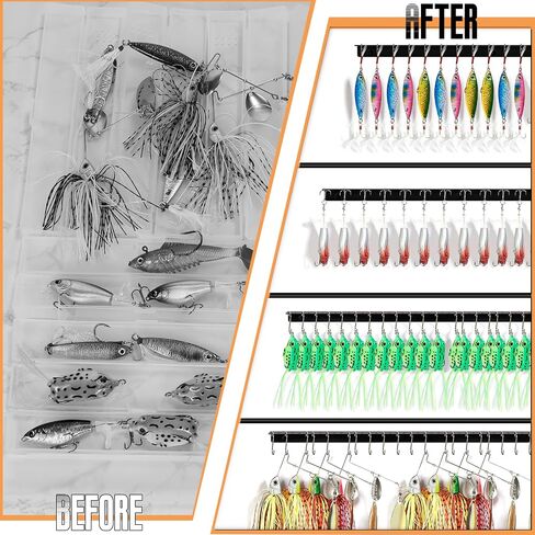 DIQIUREN 4 PCS Fishing Lure Storage, 38 Holes Metal 15" Spinnerbait Storage for Spinnerbaits Jerk Baits, Crankbaits, Jigs, Wider 4mm×4mm Holes of Fishing Lure Molds to Accommodate Larger Lures on Wall in Saudi Arabia