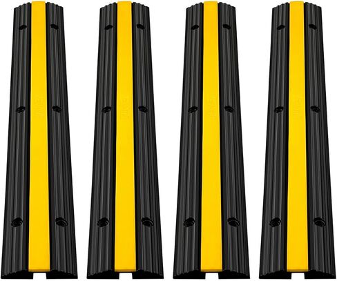 VEVOR 5 Channel Rubber Cable Protector Ramp, Heavy Duty 22000 lbs/axle Capacity Wire Hose Cord Cover Ramp, ADA Compliant Driveway Road Hump, Traffic Speed Bump w/Flip-Open Top Cover in Saudi Arabia