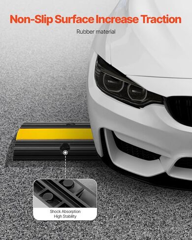 VEVOR 5 Channel Rubber Cable Protector Ramp, Heavy Duty 22000 lbs/axle Capacity Wire Hose Cord Cover Ramp, ADA Compliant Driveway Road Hump, Traffic Speed Bump w/Flip-Open Top Cover in Saudi Arabia