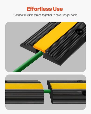 VEVOR 5 Channel Rubber Cable Protector Ramp, Heavy Duty 22000 lbs/axle Capacity Wire Hose Cord Cover Ramp, ADA Compliant Driveway Road Hump, Traffic Speed Bump w/Flip-Open Top Cover in Saudi Arabia