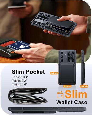 Vizvera for Samsung Galaxy S25 Ultra Case Wallet RFID [Cards Holder][Camera Cover][Edge Raised] Full Body Rugged Shockproof Silicone Protective Phone Case for Galaxy S25 Ultra 6.9" 2025(Black) in Kuwait