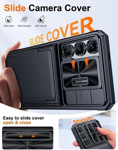 Vizvera for Samsung Galaxy S25 Ultra Case Wallet RFID [Cards Holder][Camera Cover][Edge Raised] Full Body Rugged Shockproof Silicone Protective Phone Case for Galaxy S25 Ultra 6.9" 2025(Black) in Kuwait