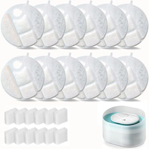 16 Pack Dog Water Fountain Replacement Filters for Petlibro Capsule Dog Fountain PLWF008,Dog Water Fountain Filter with Replacement Pre-Filter Pump Sponges. in Saudi Arabia