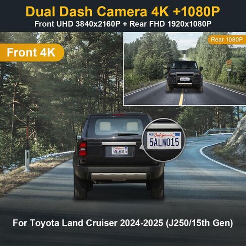 Fitcamx Front 4K+Rear 1080P Dash Cam Adapts for Toyota Land Cruiser 2024 2025 (J250/Gen15), OEM Factory Look, Dual HD Video, Built-in WiFi & APP, Loop Recording, G-Sensor, Easy to Set, 128GB Card in Saudi Arabia