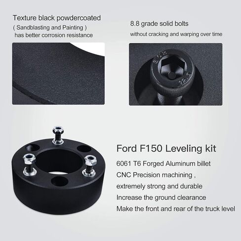 BDFHYK Front Leveling Kit for F150 2.5", 2.5in Front Strut Spacers Compatible with 2004-2021 F150 4WD/2WD, 6061 T6 Aluminum Billet Suspension Kit in Saudi Arabia