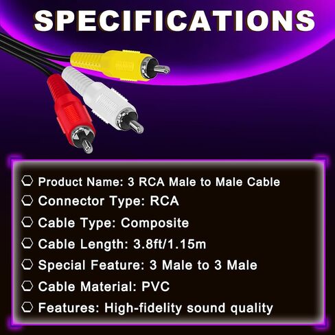 2PCS RCA Cables 3 RCA Cable Audio Mosted Mosted AV Mal in Kuwait