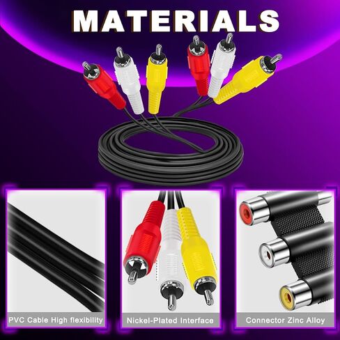 2PCS RCA Cables 3 RCA Cable Audio Mosted Mosted AV Mal in Kuwait