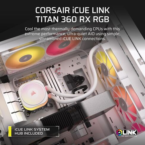 CORSAIR iCUE Link Titan 280 RX RGB Liquid CPU Cooler – 280mm AIO – Low-Noise – FlowDrive Cooling Engine – Intel LGA 1851/1700, AMD AM5/AM4 – 2X RX140 RGB Fans – iCUE Link System Hub Included – Black in Saudi Arabia