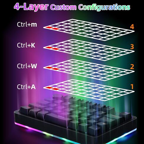 Koolertron لوحة المفاتيح الميكانيكية الماكرو المفردة ، RGB LED LED الخلفية المحمولة MINI MINCHERANCIAL MECHANICAL SELEPAD 39 مفاتيح قابلة للبرمجة بالكامل (39 لوحة مفاتيح أسود) in Kuwait