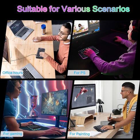 Koolertron لوحة المفاتيح الميكانيكية الماكرو المفردة ، RGB LED LED الخلفية المحمولة MINI MINCHERANCIAL MECHANICAL SELEPAD 39 مفاتيح قابلة للبرمجة بالكامل (39 لوحة مفاتيح أسود) in Kuwait