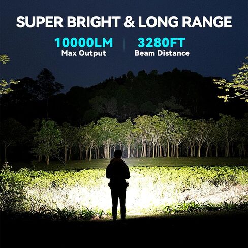 Rechargeable Flashlights High Lumens with Magnetic Base 10000 Lumen Bright LED Tactical Flashlight 3 Modes Zoomable Waterproof Compact Handheld Flash Light for Home Camping Outdoor Repairing in Kuwait