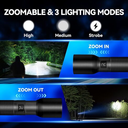 Rechargeable Flashlights High Lumens with Magnetic Base 10000 Lumen Bright LED Tactical Flashlight 3 Modes Zoomable Waterproof Compact Handheld Flash Light for Home Camping Outdoor Repairing in Kuwait