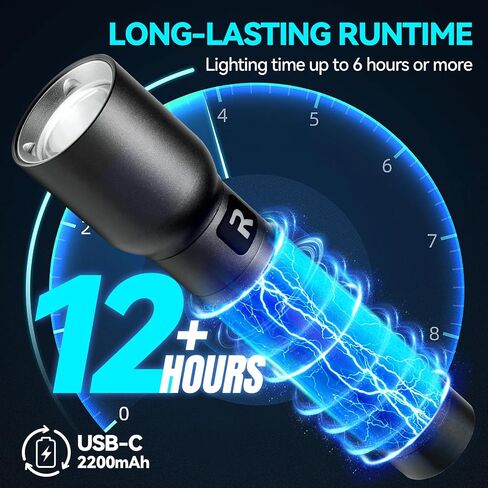 Rechargeable Flashlights High Lumens with Magnetic Base 10000 Lumen Bright LED Tactical Flashlight 3 Modes Zoomable Waterproof Compact Handheld Flash Light for Home Camping Outdoor Repairing in Kuwait