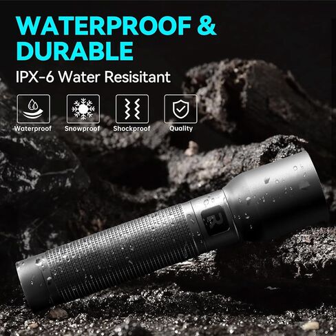 Rechargeable Flashlights High Lumens with Magnetic Base 10000 Lumen Bright LED Tactical Flashlight 3 Modes Zoomable Waterproof Compact Handheld Flash Light for Home Camping Outdoor Repairing in Kuwait
