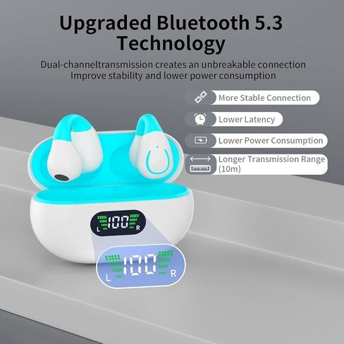 Bluetooth Headset Single Ear Business Earbuds,Wireless Bluetooth Headphones with Mic,Driving Headset with 800mAh Digital Display Charging Case,120 Hours Standby Time Earpiece,Fit for Call in Working in Saudi Arabia