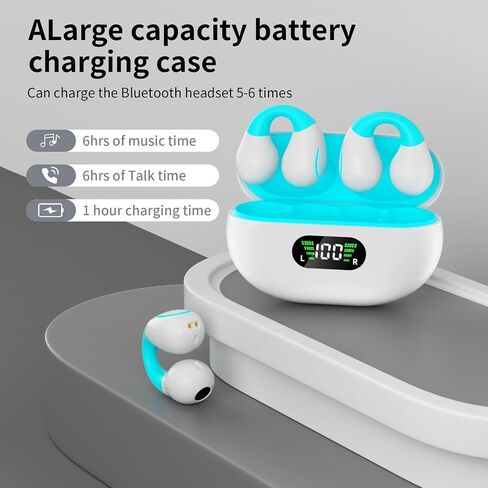 Bluetooth Headset Single Ear Business Earbuds,Wireless Bluetooth Headphones with Mic,Driving Headset with 800mAh Digital Display Charging Case,120 Hours Standby Time Earpiece,Fit for Call in Working in Saudi Arabia