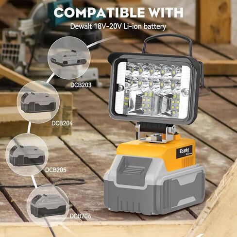 مصباح يدوي من Ecarke Cordless Leadheld for DeWalt 18V/20V: LED Work Battery Light - 20W 2000LM TOOLS للعمل في البيئات المظلمة ، في الهواء الطلق ، الصيد ، الهدايا ، موقع العمل وإضاءة الأمان (أداة فقط) in Kuwait