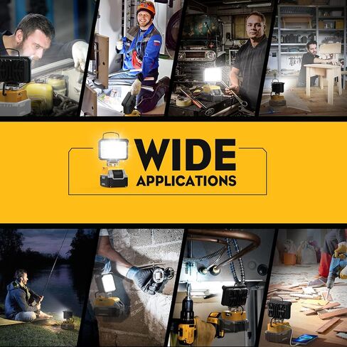 مصباح يدوي من Ecarke Cordless Leadheld for DeWalt 18V/20V: LED Work Battery Light - 20W 2000LM TOOLS للعمل في البيئات المظلمة ، في الهواء الطلق ، الصيد ، الهدايا ، موقع العمل وإضاءة الأمان (أداة فقط) in Kuwait