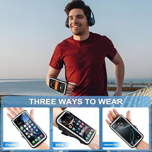 [Fits Up to 6.8'' Phone] Phone Holder for Running, Running Armband with Earphone Bag, 3D Design Waterproof Sports Arm Bands Cell Phone Holder with Key Slot for iPhone 16/14/13 Pro/Plus and S24/S21 in Saudi Arabia