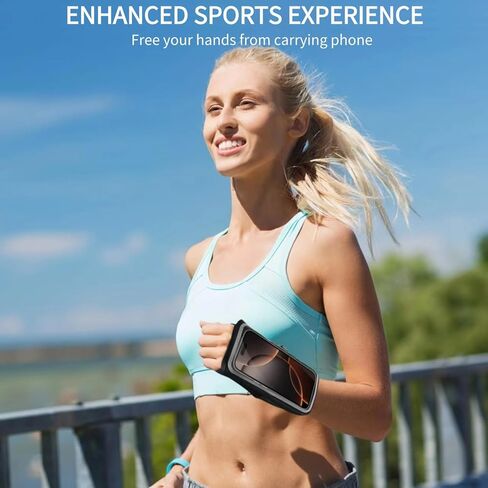 [Fits Up to 6.8'' Phone] Phone Holder for Running, Running Armband with Earphone Bag, 3D Design Waterproof Sports Arm Bands Cell Phone Holder with Key Slot for iPhone 16/14/13 Pro/Plus and S24/S21 in Saudi Arabia