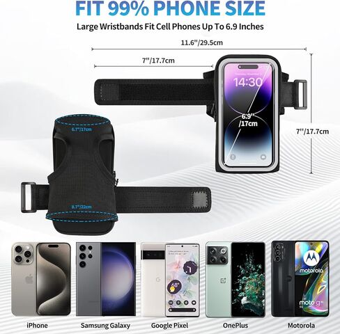 [Fits Up to 6.8'' Phone] Phone Holder for Running, Running Armband with Earphone Bag, 3D Design Waterproof Sports Arm Bands Cell Phone Holder with Key Slot for iPhone 16/14/13 Pro/Plus and S24/S21 in Saudi Arabia