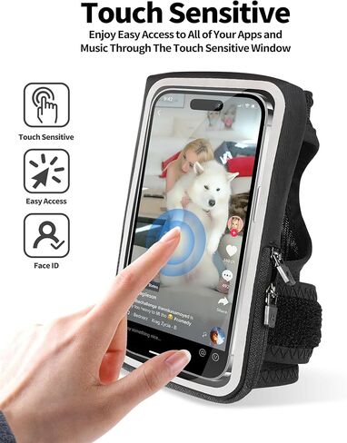 [Fits Up to 6.8'' Phone] Phone Holder for Running, Running Armband with Earphone Bag, 3D Design Waterproof Sports Arm Bands Cell Phone Holder with Key Slot for iPhone 16/14/13 Pro/Plus and S24/S21 in Saudi Arabia