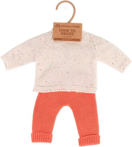 Miniland Clothes for Dolls 12 5/8'' Knitted Outfit Rompers & Bonnet - ECO, Made in Spain, Quality, Role Play, Educational in Saudi Arabia