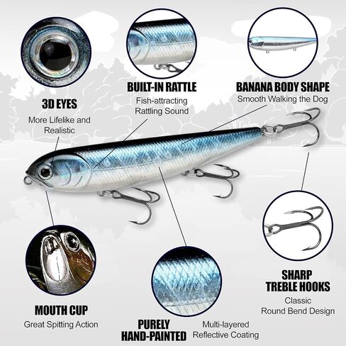 LUCKY CRAFT Sammy 105, Freshwater Lake Bass Fishing Lure, Topwater, Smallmouth, Floating, Tournament Winning, Perfect Walking The Dog, Fishing Gear, Fishing Accessories, Fishing Tackle in Saudi Arabia