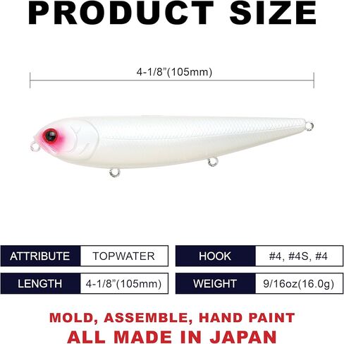 LUCKY CRAFT Sammy 105, Freshwater Lake Bass Fishing Lure, Topwater, Smallmouth, Floating, Tournament Winning, Perfect Walking The Dog, Fishing Gear, Fishing Accessories, Fishing Tackle in Kuwait