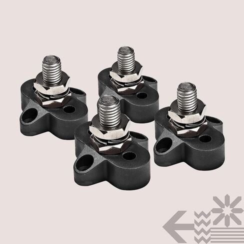 True Mods 4pc Power Distribution Block 3/8" M10 Single Stud Terminal Bus Bar [12V - 48V DC] Power Ground Insulated Battery Junction Post for Auto Marine Car Automotive Trailer RV Boat - Black in Saudi Arabia
