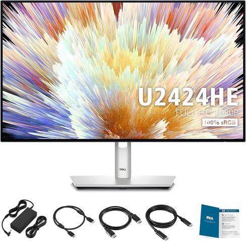 Dell UltraSharp U2424HE Monitor - 24 Inch, Full HD (1080p) 1920 x 1080 at 120 Hz, 16:9 IPS, Computer Monitor Screen with DisplayPort, Type-C, and USB-C Cables -1 Pack (New) in Saudi Arabia