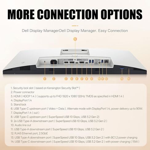 Dell UltraSharp U2424HE Monitor - 24 Inch, Full HD (1080p) 1920 x 1080 at 120 Hz, 16:9 IPS, Computer Monitor Screen with DisplayPort, Type-C, and USB-C Cables -1 Pack (New) in Saudi Arabia