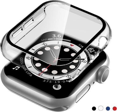 [2 Pack] EWUONU Hard Case for Apple Watch Series 6/ SE 40mm with Built-in Tempered Glass Screen Protector, PC Case Thin Protective Cover for iwatch 6/SE/5/4 40mm(Blue) in Saudi Arabia