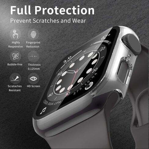 [2 Pack] EWUONU Hard Case for Apple Watch Series 6/ SE 40mm with Built-in Tempered Glass Screen Protector, PC Case Thin Protective Cover for iwatch 6/SE/5/4 40mm(Blue) in Saudi Arabia