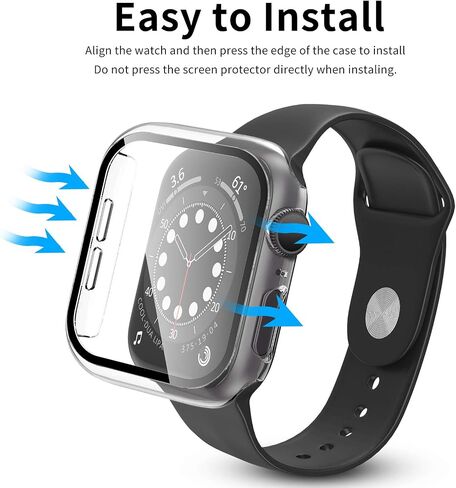 [2 Pack] EWUONU Hard Case for Apple Watch Series 6/ SE 40mm with Built-in Tempered Glass Screen Protector, PC Case Thin Protective Cover for iwatch 6/SE/5/4 40mm(Blue) in Saudi Arabia