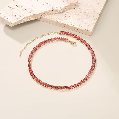 FANZE Tennis Necklaces for Women, Cubic Zirconia Necklace Choker Necklace Classic Dainty Jewelry Gifts in Kuwait