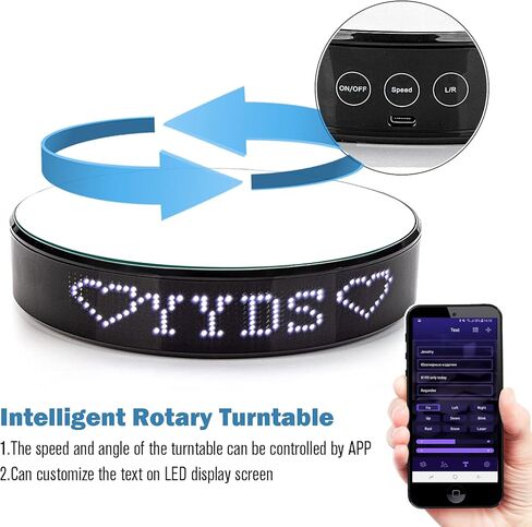 Leadleds Motorized Rotating Display Stand, 8" Photography Turntable with LED Sign Display, 360 Degree Rotated Display Holder Stand for Live Streaming Props Model Product Display in Saudi Arabia