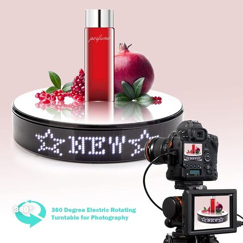 Leadleds Motorized Rotating Display Stand, 8" Photography Turntable with LED Sign Display, 360 Degree Rotated Display Holder Stand for Live Streaming Props Model Product Display in Saudi Arabia